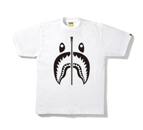 BAPE BICOLOR SHARK TEE WHITE