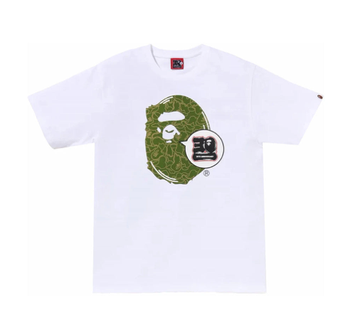 BAPE 30TH ANNIVERSARY APE HEAD TEE WHITE/GREEN